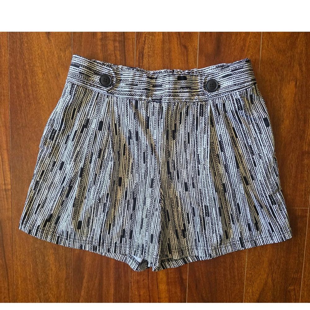Robert Louis Womens Black White Geometric Tribal Print Shorts Elastic Back L